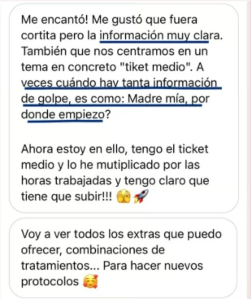 Comentario: ahora tengo el ticket medio y tengo claro que tiene que subir